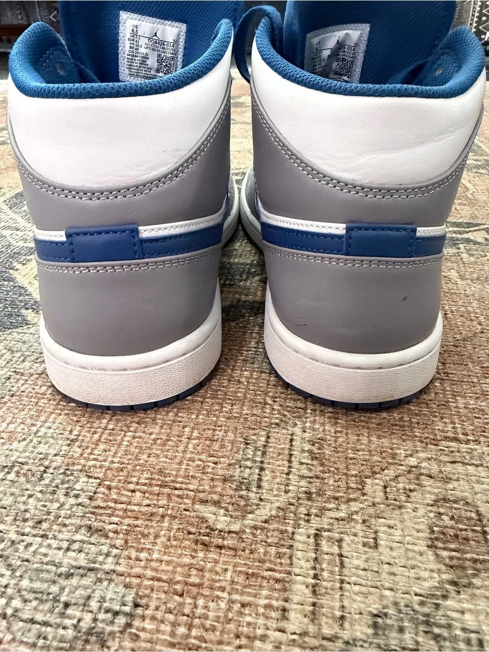 Nike Air Jordan 1 Mid Men’s Sneakers - White/Gray/Blue